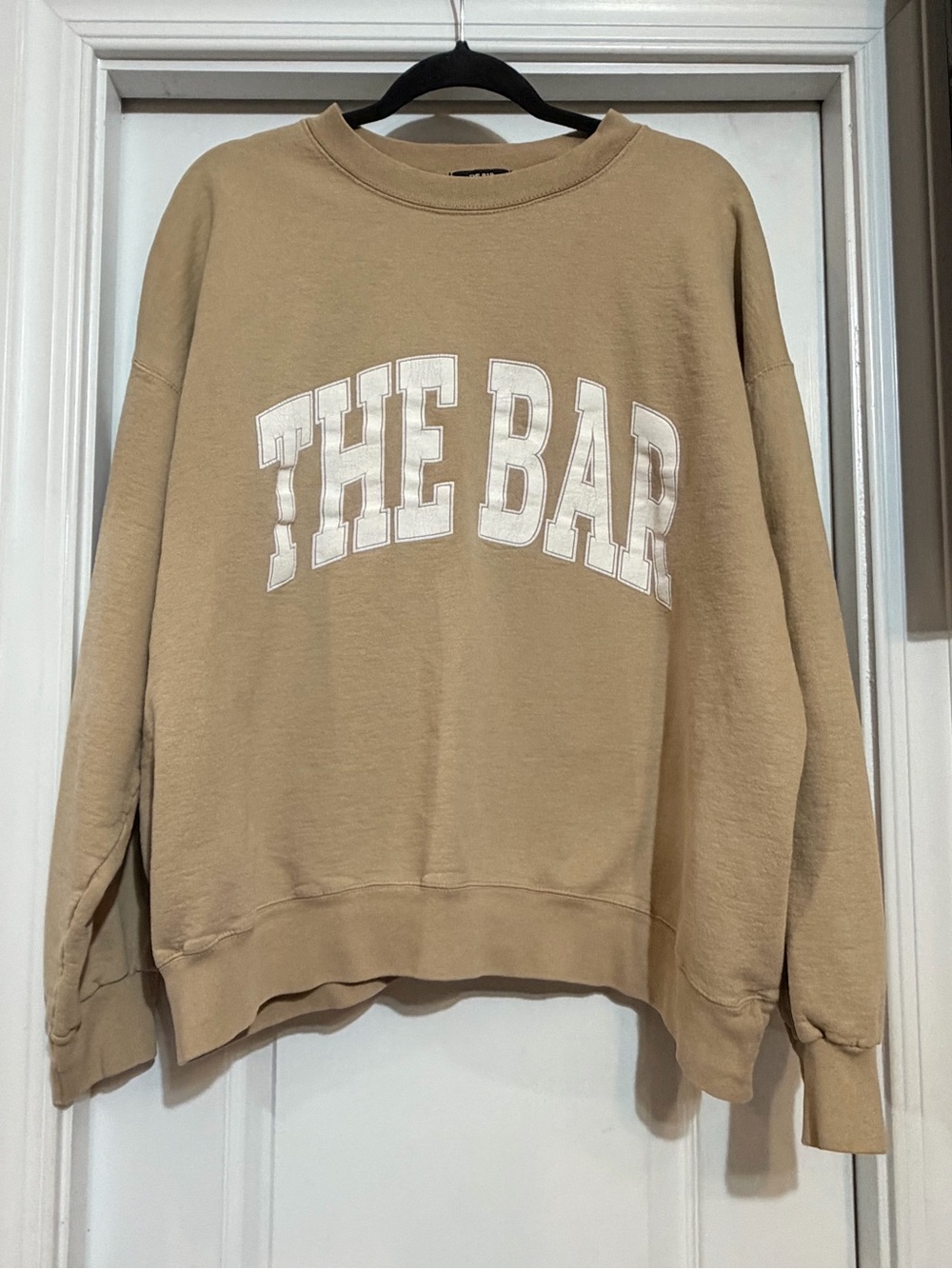 THE BAR Tan Crewneck with Black Label